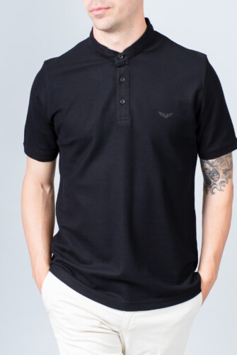Short-sleeved cotton polo shirt mao